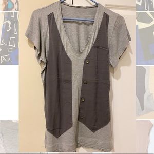 Diane von Furstenberg - V-Neck Tuxedo T-Shirt